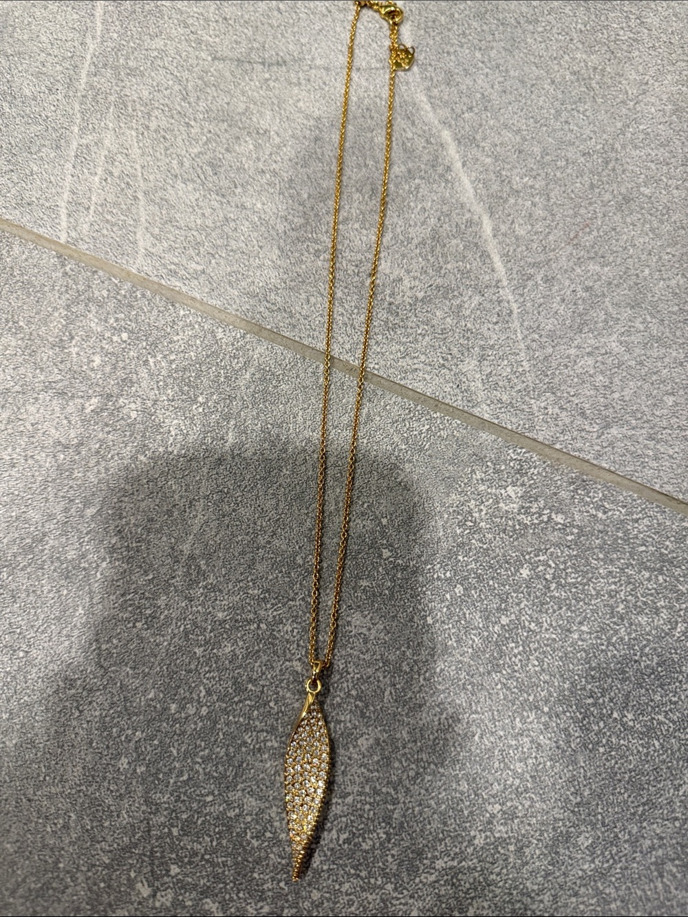 Touchstone Crystal Gold Crystal Pavé Leaf Pendant Necklace - Women's Jewelry